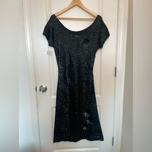 Bullock Wilshire Vintage Sequin Embellishment Black Dress Size 16